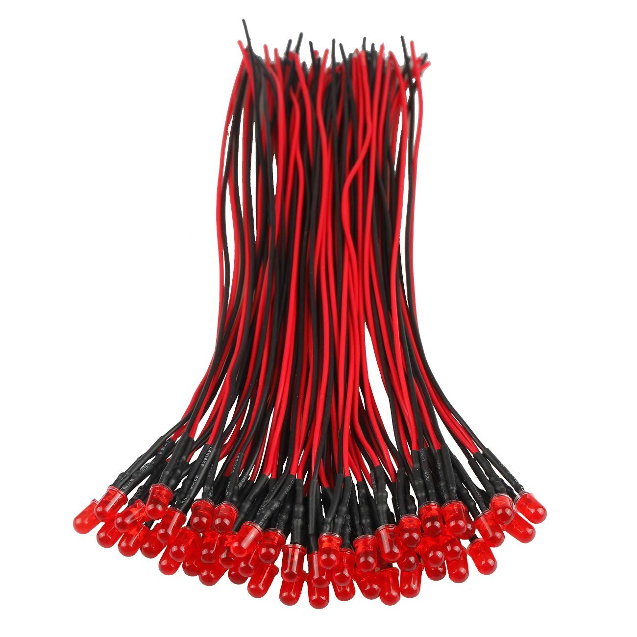 EDGELEC 50pcs 12 Volt 5mm Red LED Lights Emitting 5mm, [05] / 50 Pcs