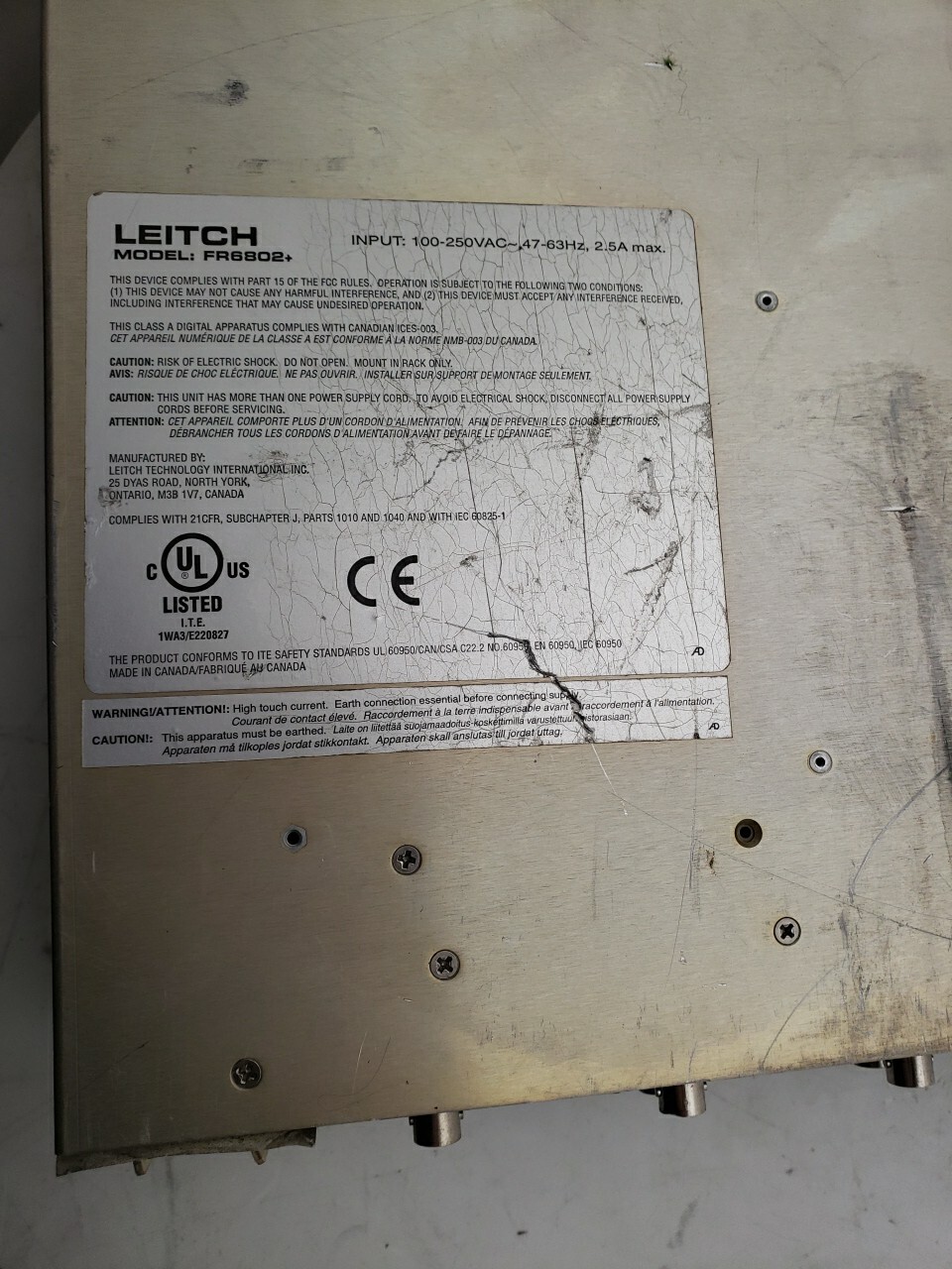Leitch 6800 Plus FR6802+ With Modules