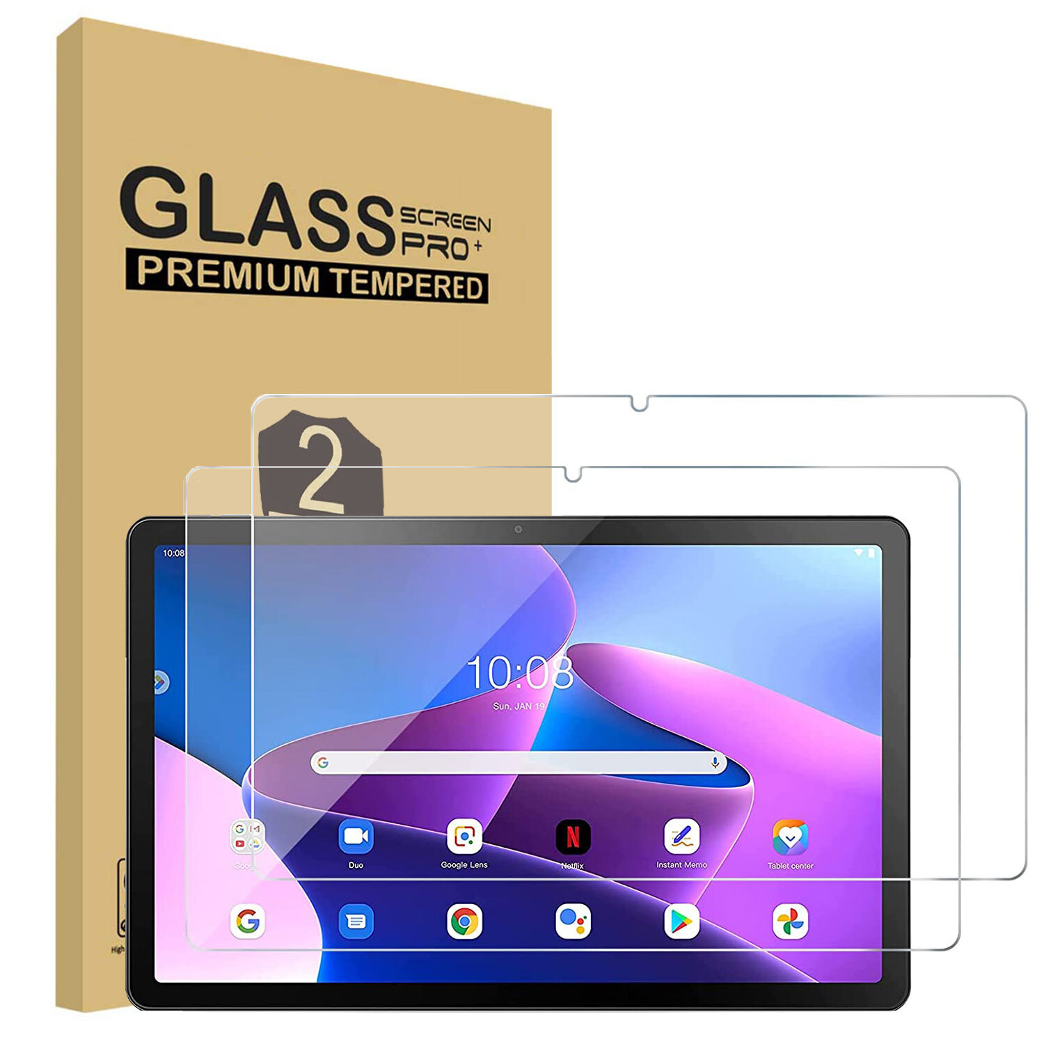 2 Pack Tempered Glass Screen Protector For Lenovo Tab M10 Plus 3rd Gen 10.6 2022