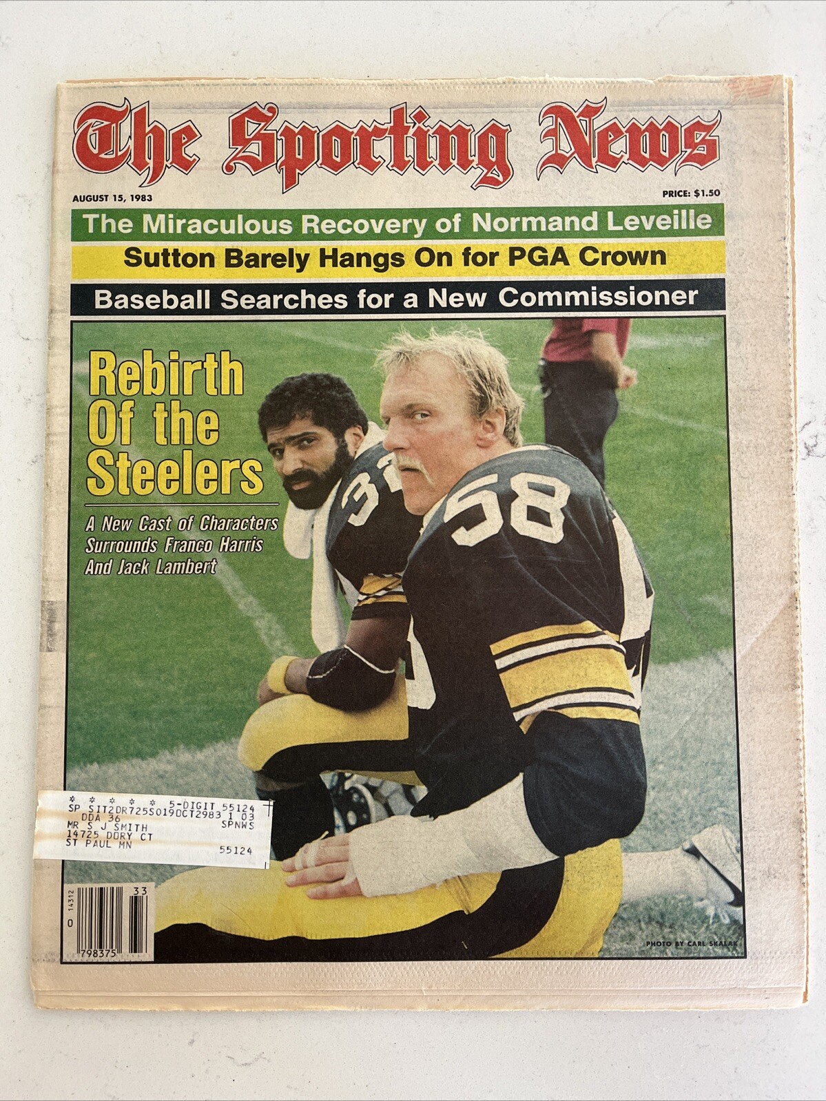 The Sporting News Paper Aug 15,1983 Franco Harris,Jack Lambert,Steelers (B136)