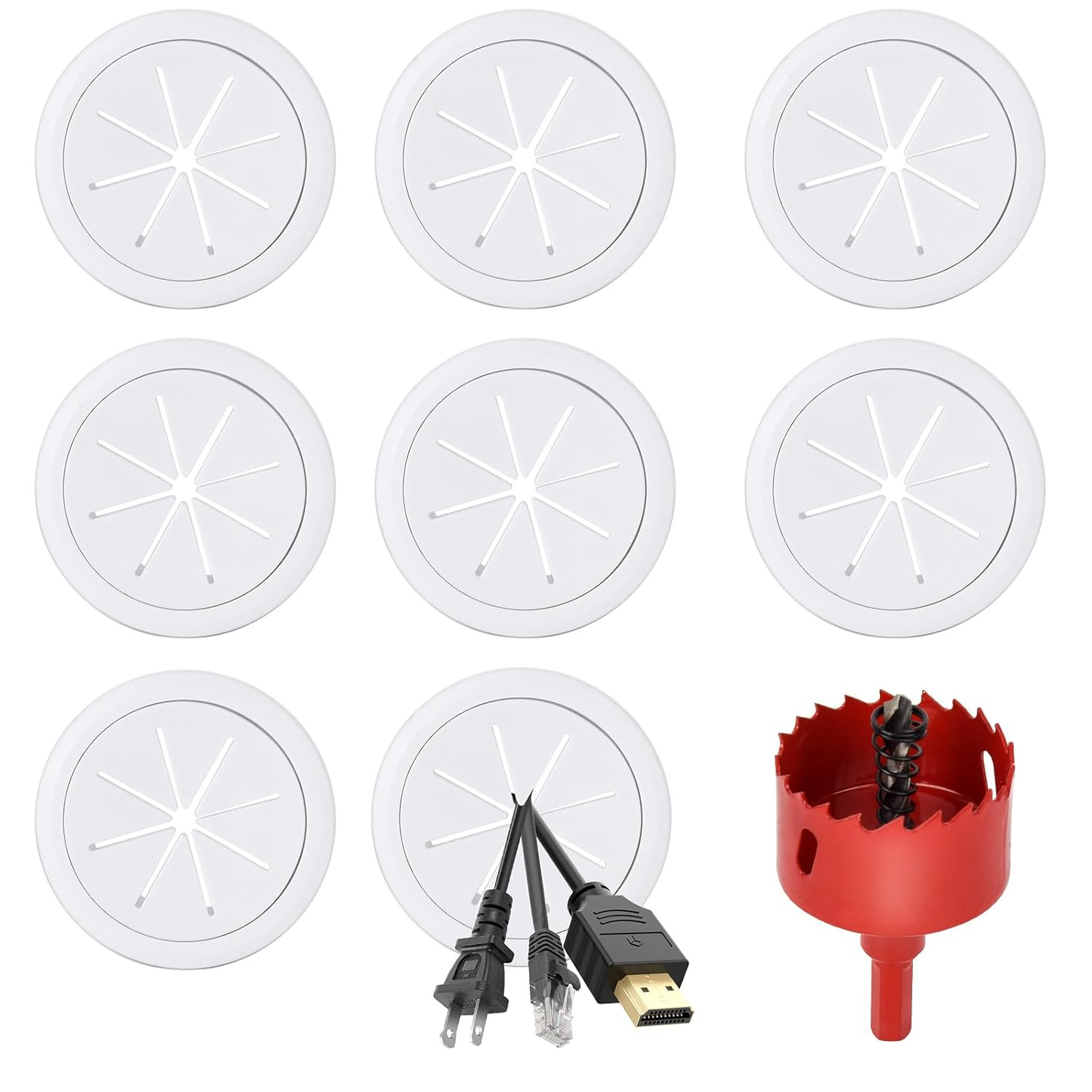 Desk Grommet 2 Inch (50 Mm) 8 Pack, TV Cord Hider for Wall Mounted Tv,Desk Hole