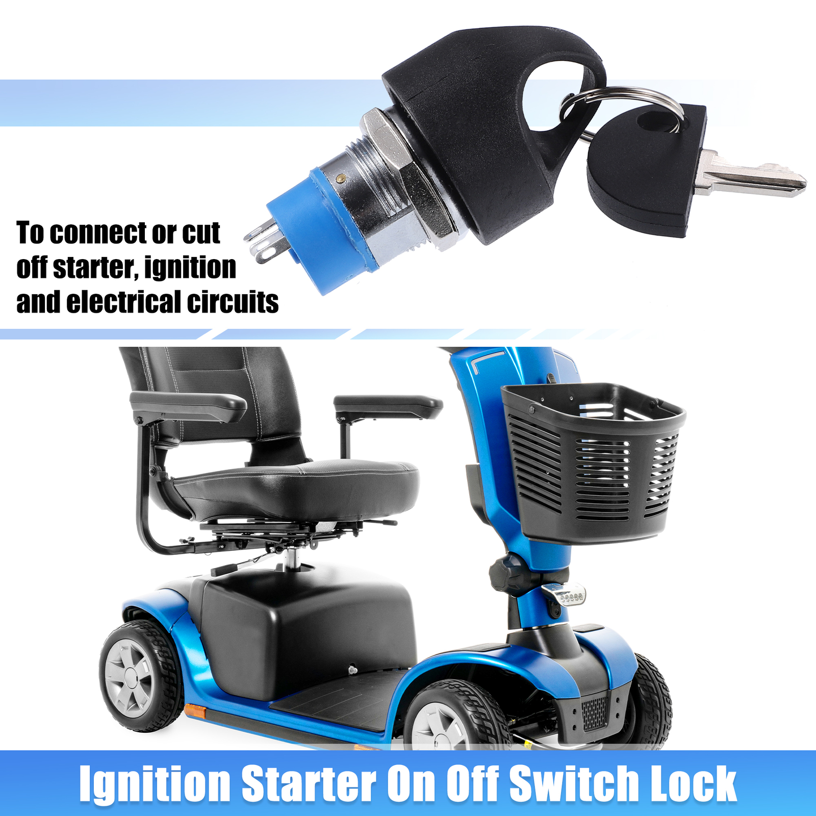 Ignition Starter On Off Switch Lock w/ 4 Keys for Mobility Electric Scooter