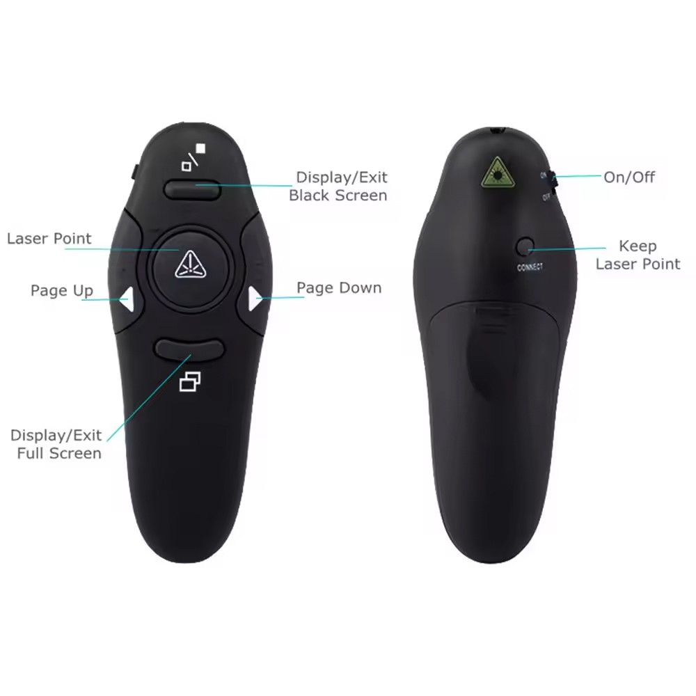 Wireless USB Presenter PowerPoint Pointer Clicker Pen Laser PPT Remote Control