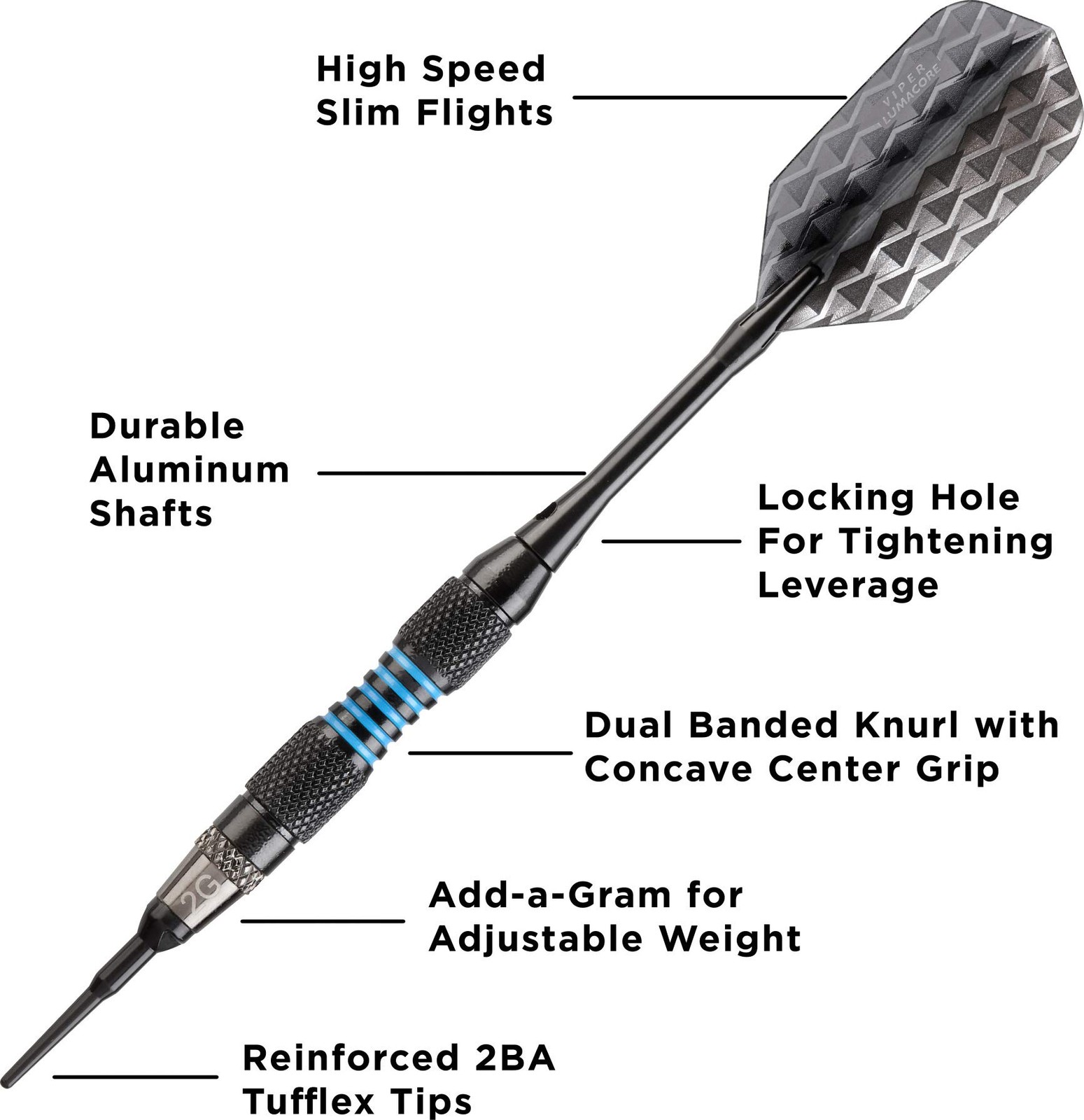 Viper Bobcat Adjustable Weight Soft Tip Dart Set with Case