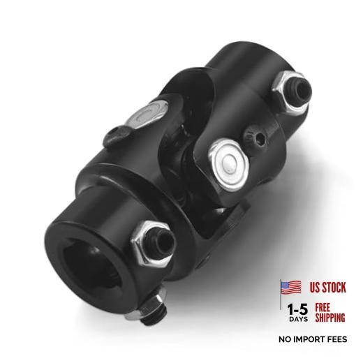 3/4-36 Spline X 3/4" DD Steering Universal Joint Single U Joint Shaft Black