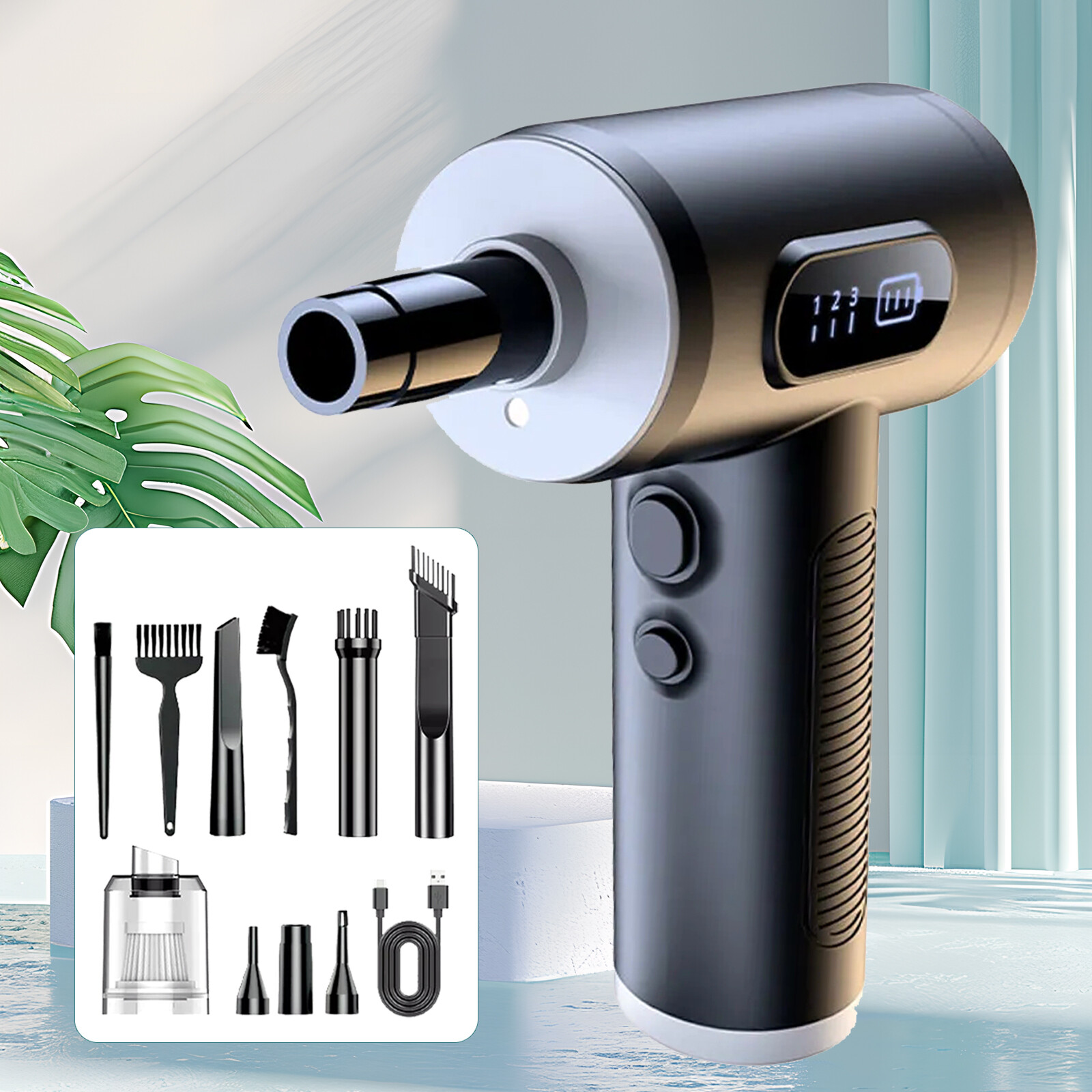 Electric Mini Cordless Air Duster Blower High Pressure,for Computer Car Cleaning