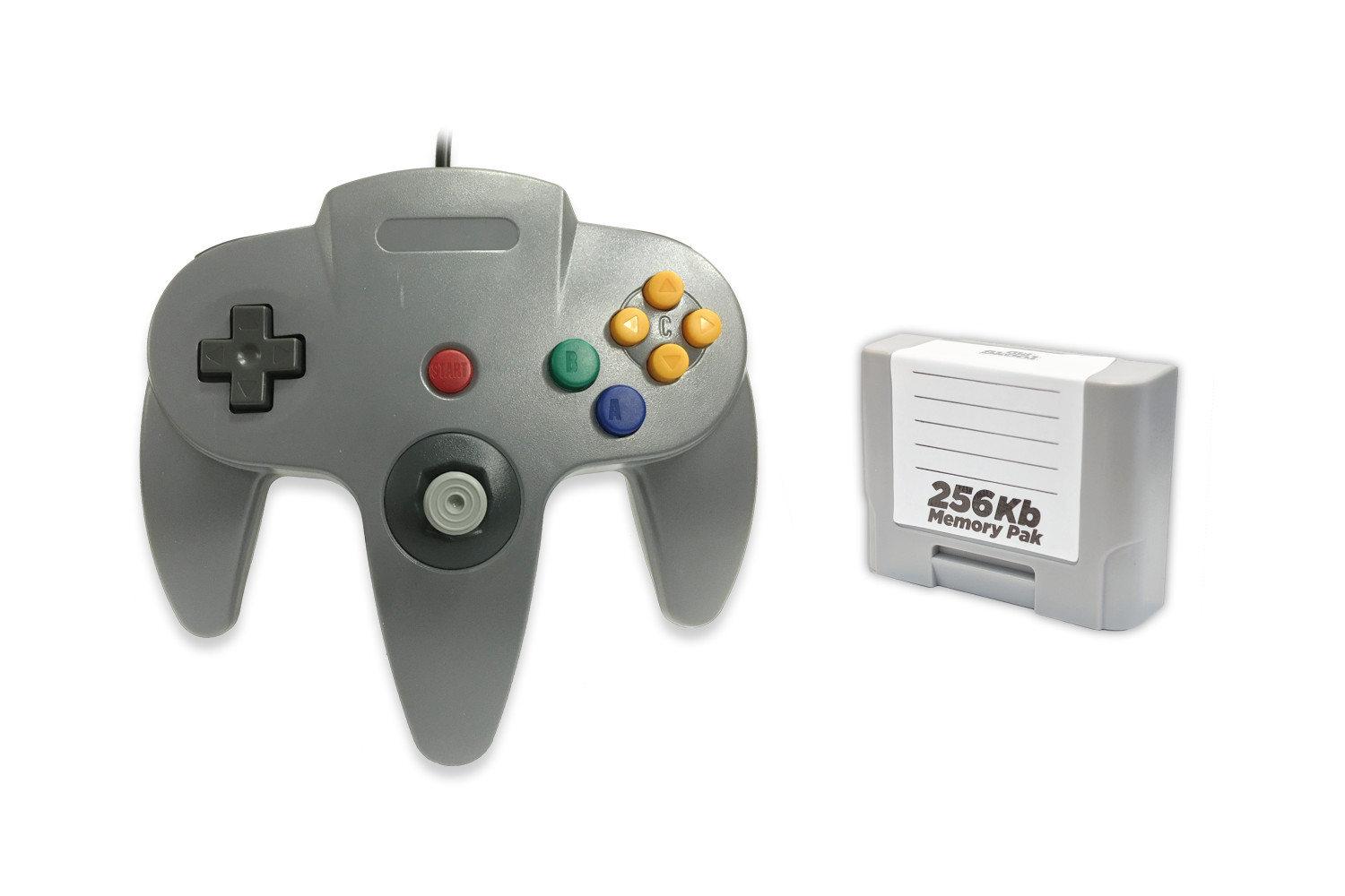 Grey Controller + 256kb Memory Card Pak  Bundle for Nintendo 64 N64