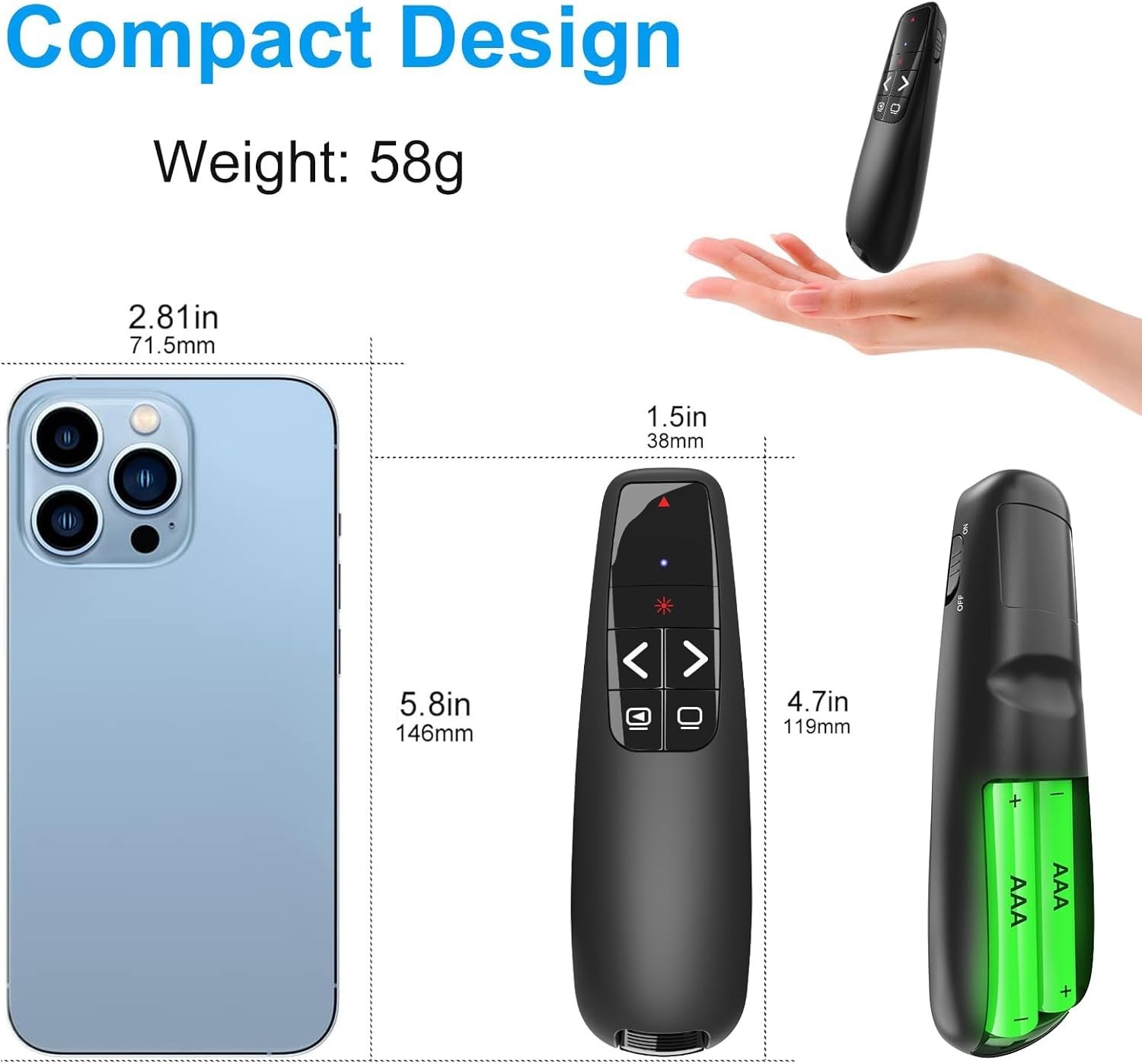 Wireless Presentation Clicker Remote Pointer Compatible with PowerPoint Keynote