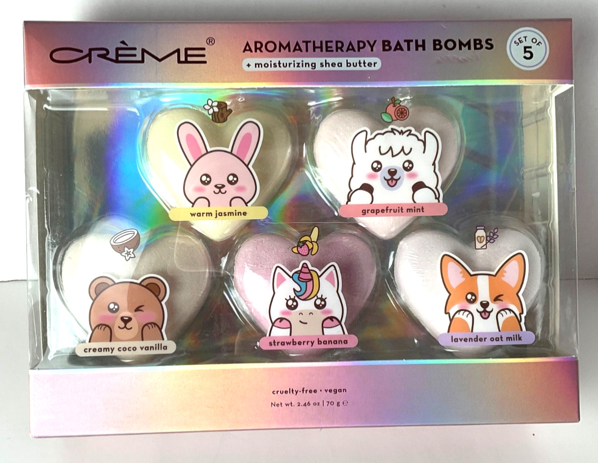 Creme Aromatherapy Set Of 5 Bath Bombs Moisturizing Shea Butter 2.46oz Brand New