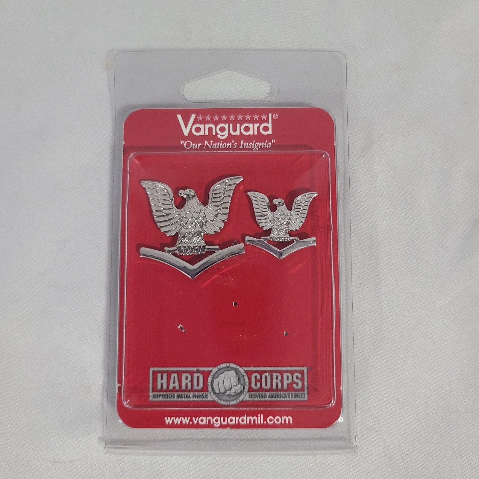 Vanguard US NAVY Eagle Pins Silver E-5 Utility Cap Military Insignia