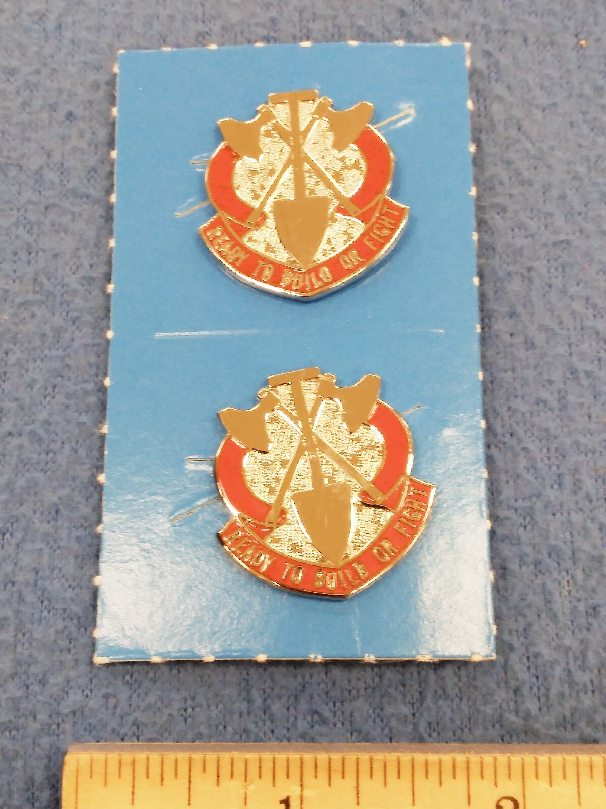 PAIR OF - US Army 348th ENGINEER GROUP Unit DI DUI Crest PINS - G-23