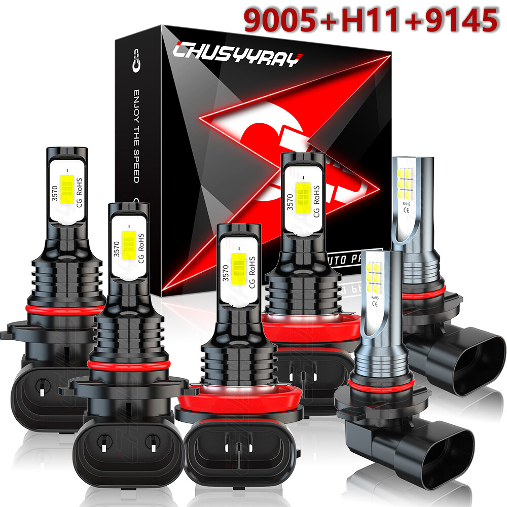 For 2019-2022 Ram 1500 2500 3500 -6x LED Headlight Hi/Lo + Fog Light Bulbs Combo