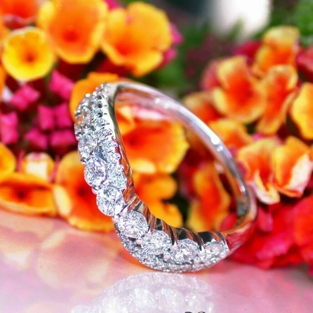 White Diamond 2.10 Ct Lab-Created Round Cut Wedding Ring 925 Sterling Silver