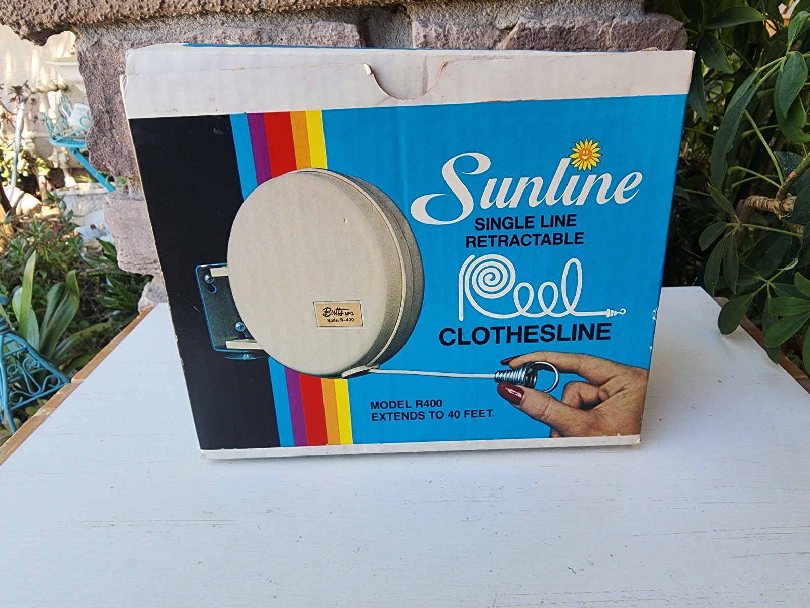 Vintage Sunline 40' Retractable Clothesline Reel Model R400 Indoor Outdoor