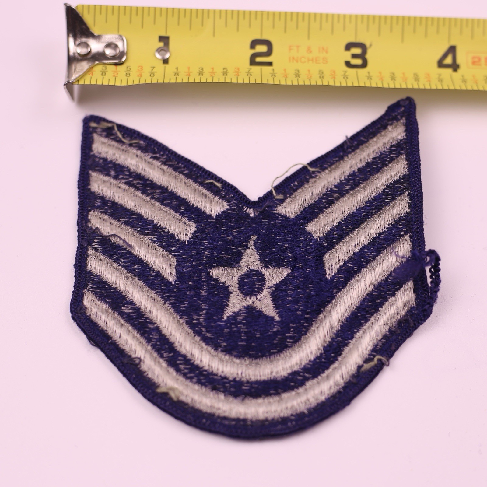 U.S. Military USAF Technical Sergeant Rank Insignia Patch E6 Blue Grey 4” Merrow