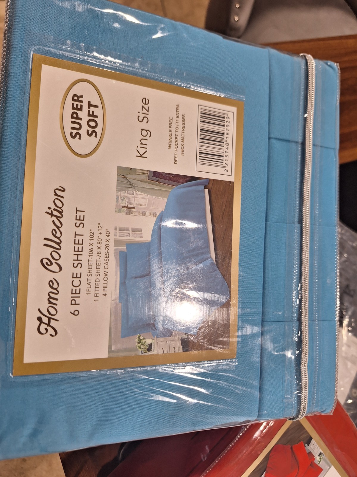 Home Collection 2000 Bamboo King Sheet Set Blue 6 Piece Wrinkle Free Deep Pocket