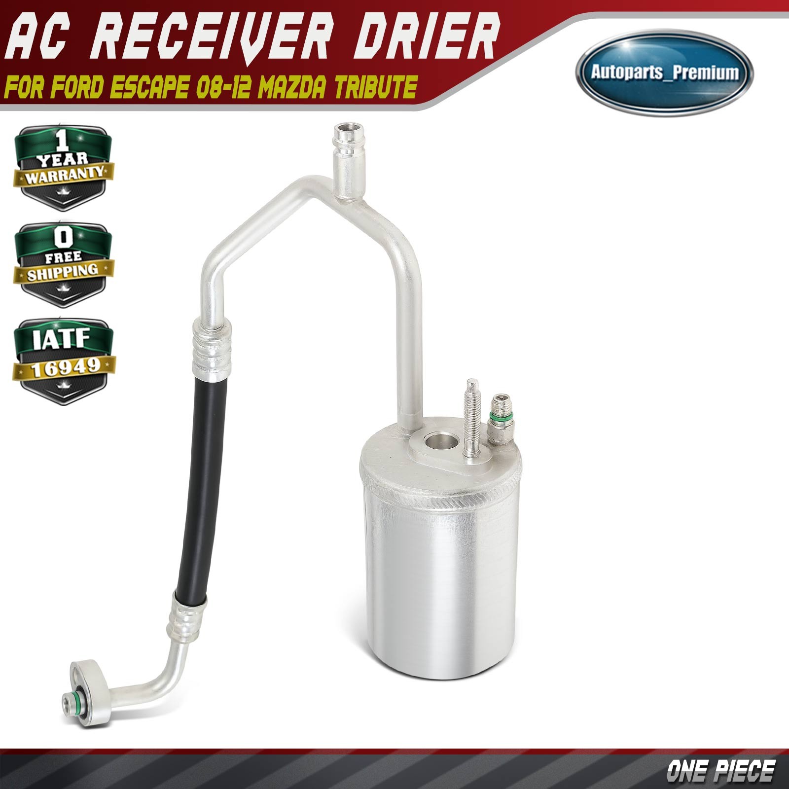 AC Receiver Drier w/ Hose Assembly for Ford Escape Mazda Tribute Mercury Mariner