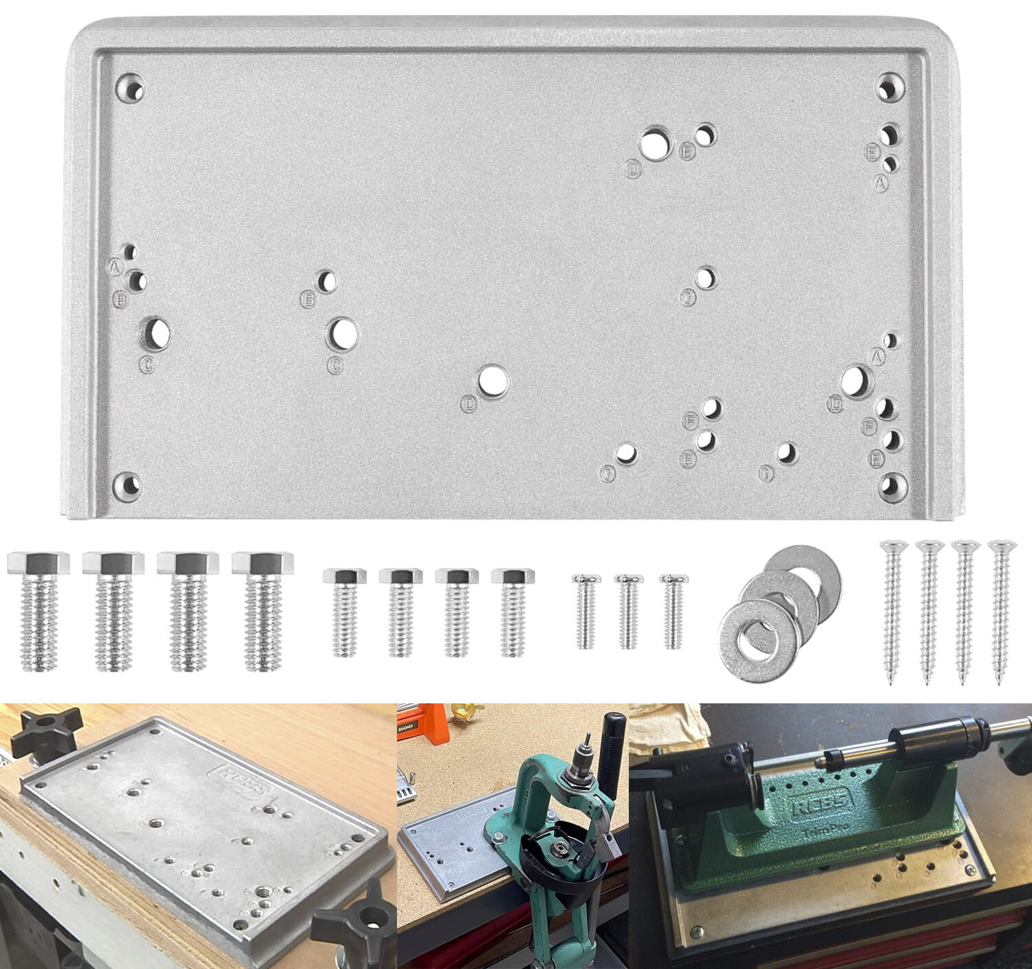 9282 Accessory Base Plate - 3 Fits A Wide Variety of RCBS Presses and Tools
