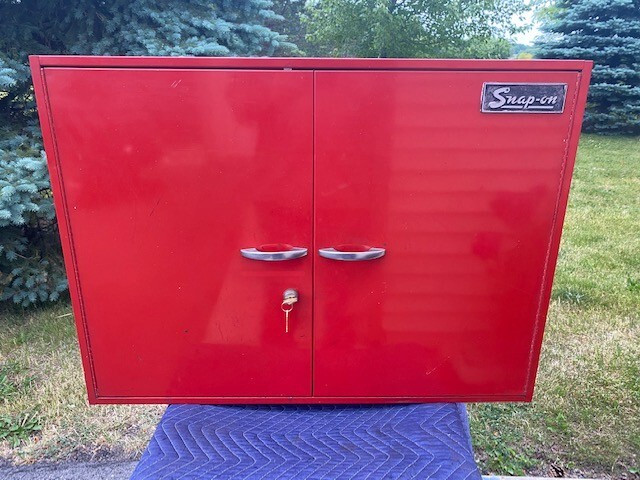 Vintage Snap On Tools Wall Cabinet KRA-270A, Socket & Adapter Board, Keys 1971