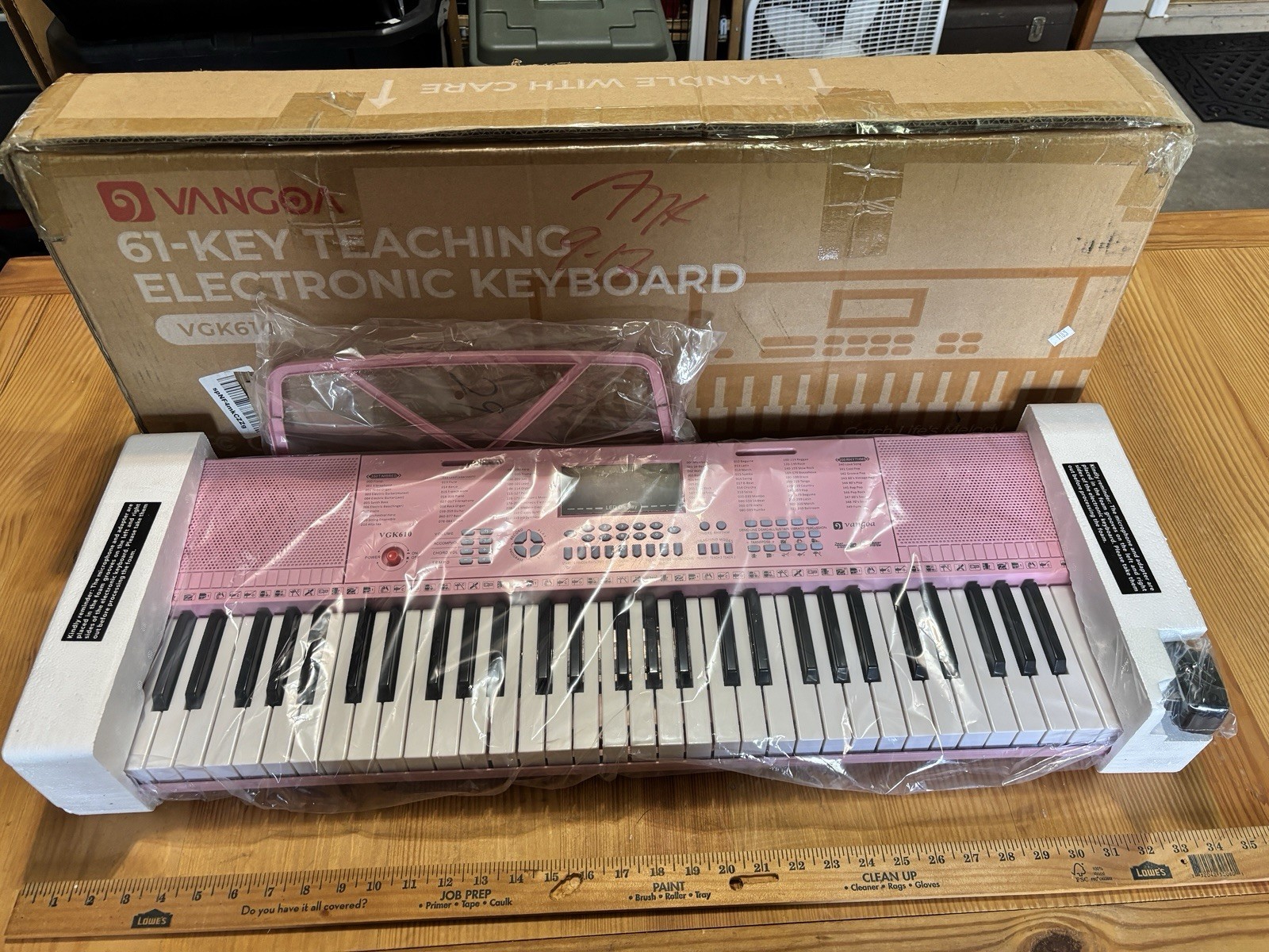 Pink 61-Key Keyboard Digital Piano Starter Package with Stand and More