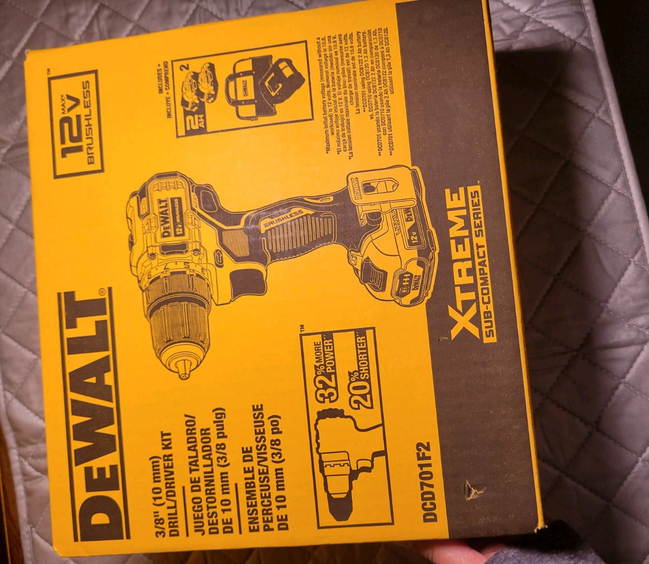 DEWALT XTREME 12V Max Brushless 3/8in Keyless Drill/Driver Kit DCD701F2