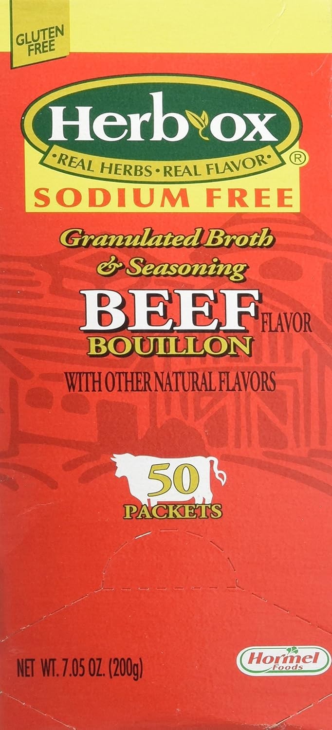 Versatile Herb Ox Sodium-Free Beef Bouillon - 50 Packets for Culinary Delights
