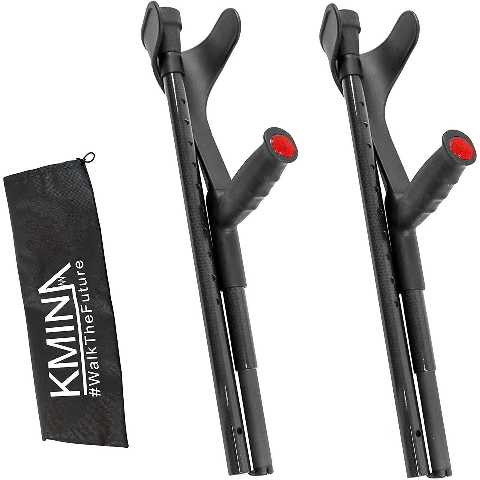 Folding Carbon Fiber Crutch (x2 Units, Open Cuff), Forearm Crutch Adjustable