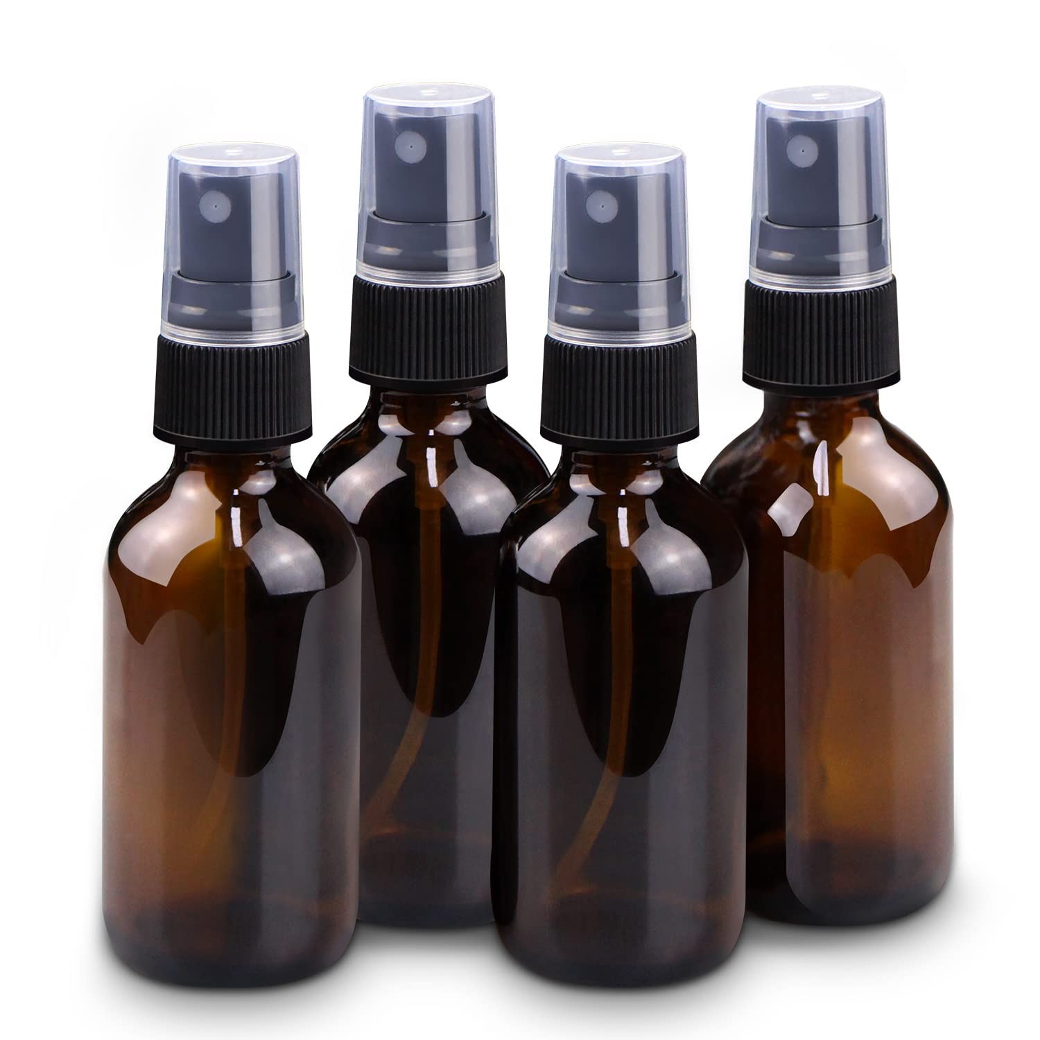 4 Pack 2oz Amber Glass Spray Bottles Empty Spray Bottles for Hair Plants