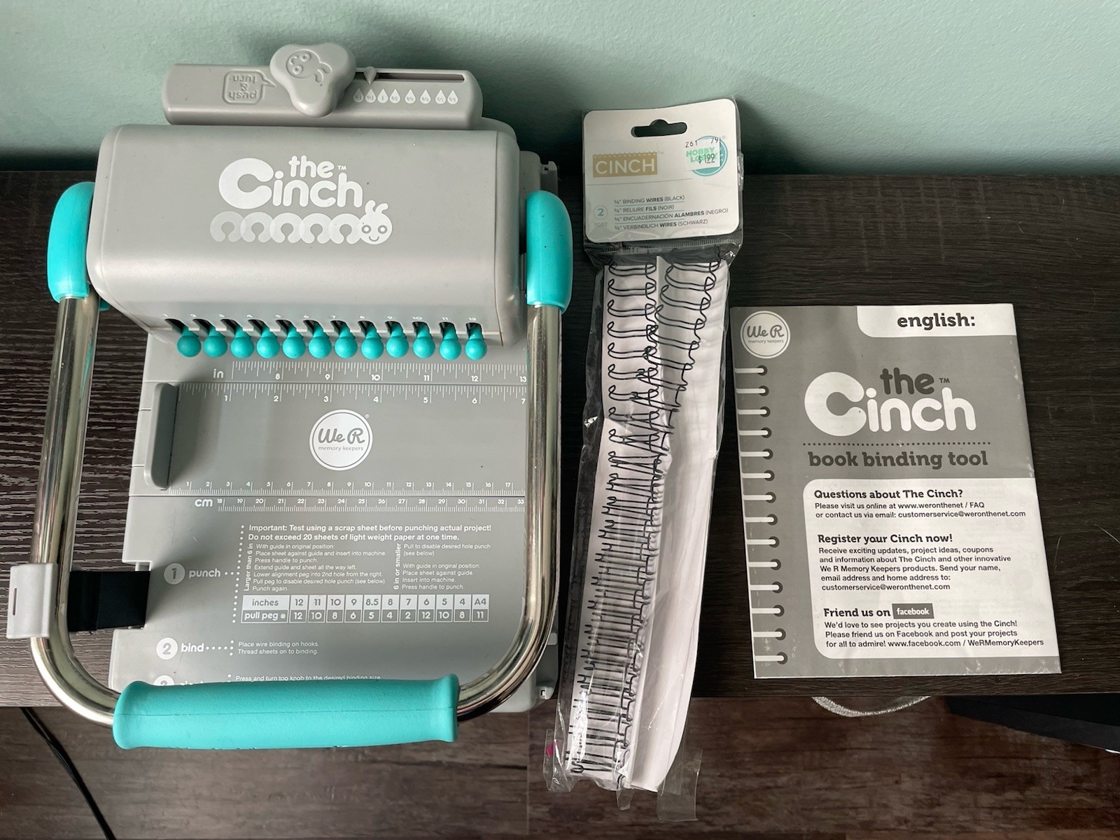 The Cinch Book Binding Machine Tool We R Memory Keepers Teal And Gray