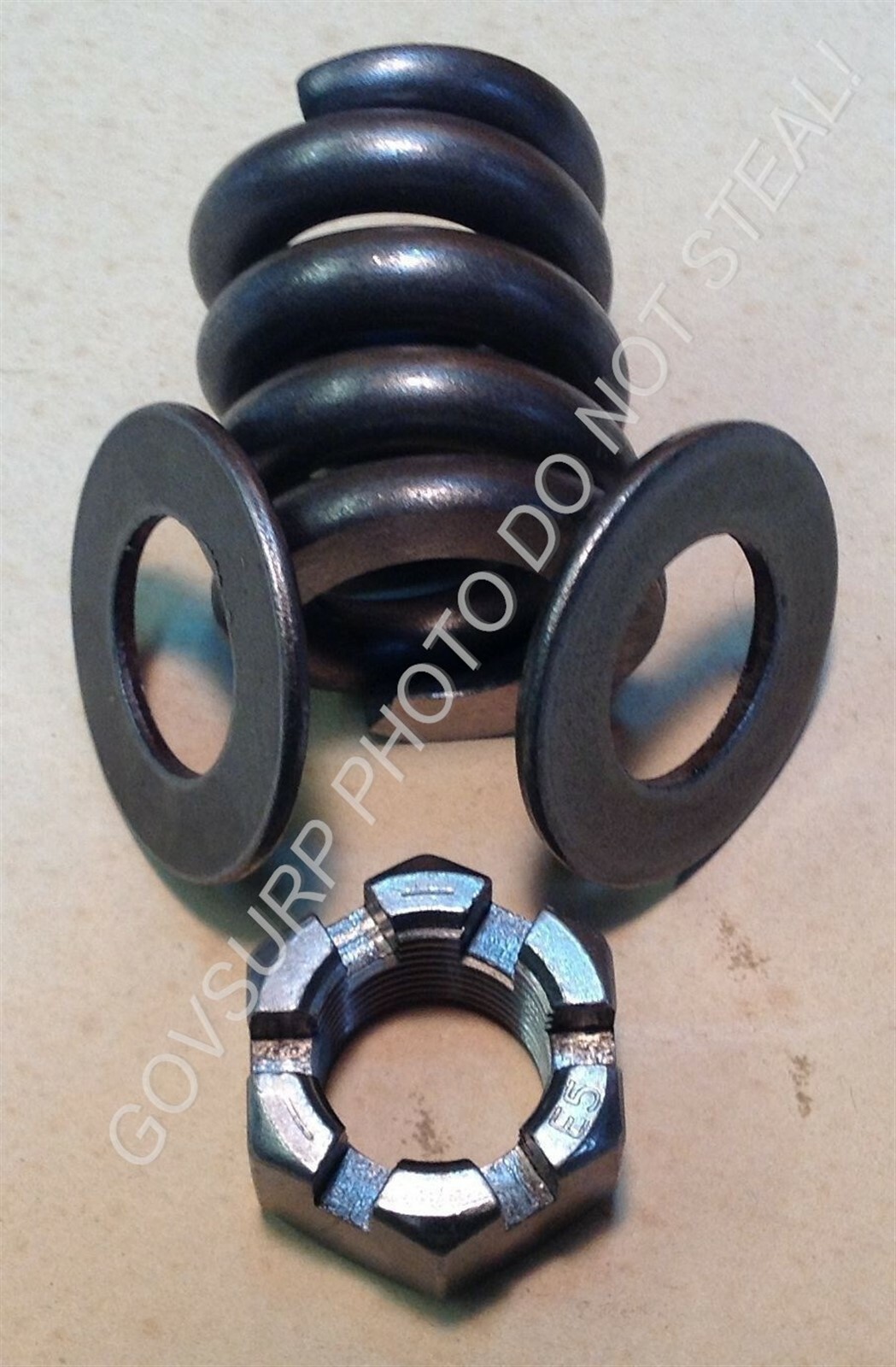 SPRING NUT 2 WASHERS LUNETTE EYE  T-3 / MBT JEEP TRAILER WWII G-529 M100 M416