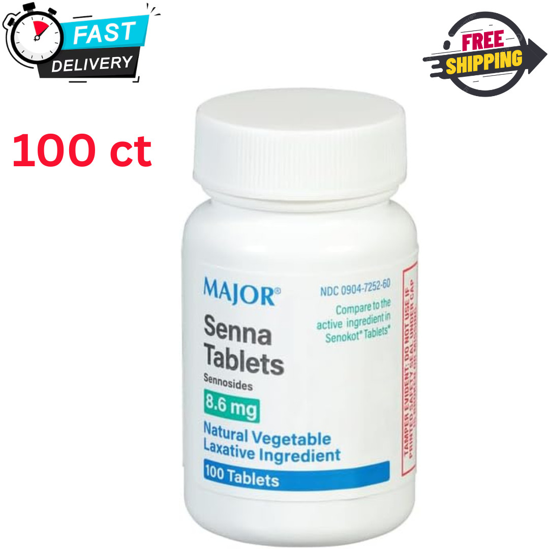 Major Senna-Lax 8.6 mg Senna Tablets – 100 Count | Natural Vegetable Laxative