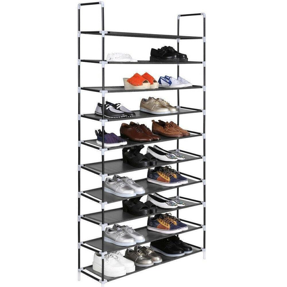 Large Shoe Rack Organizer Storage Pairs Shoes Shelves Space 10 Tier 50 Pairs BK