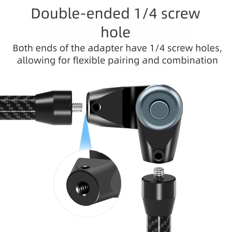 Double 1/4 Screw Adapter Adjustable 180° Rotate Aluminum Joint For Camera Mount