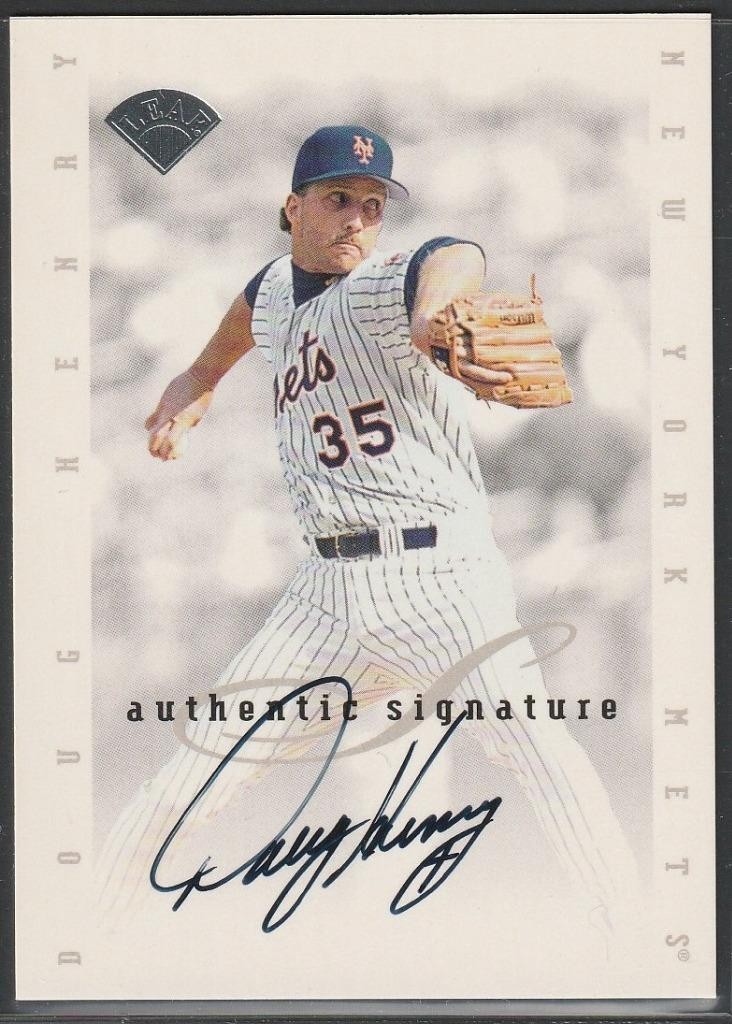 148,1996 Leaf Signature, Original Autograph of Doug Henry, Mets