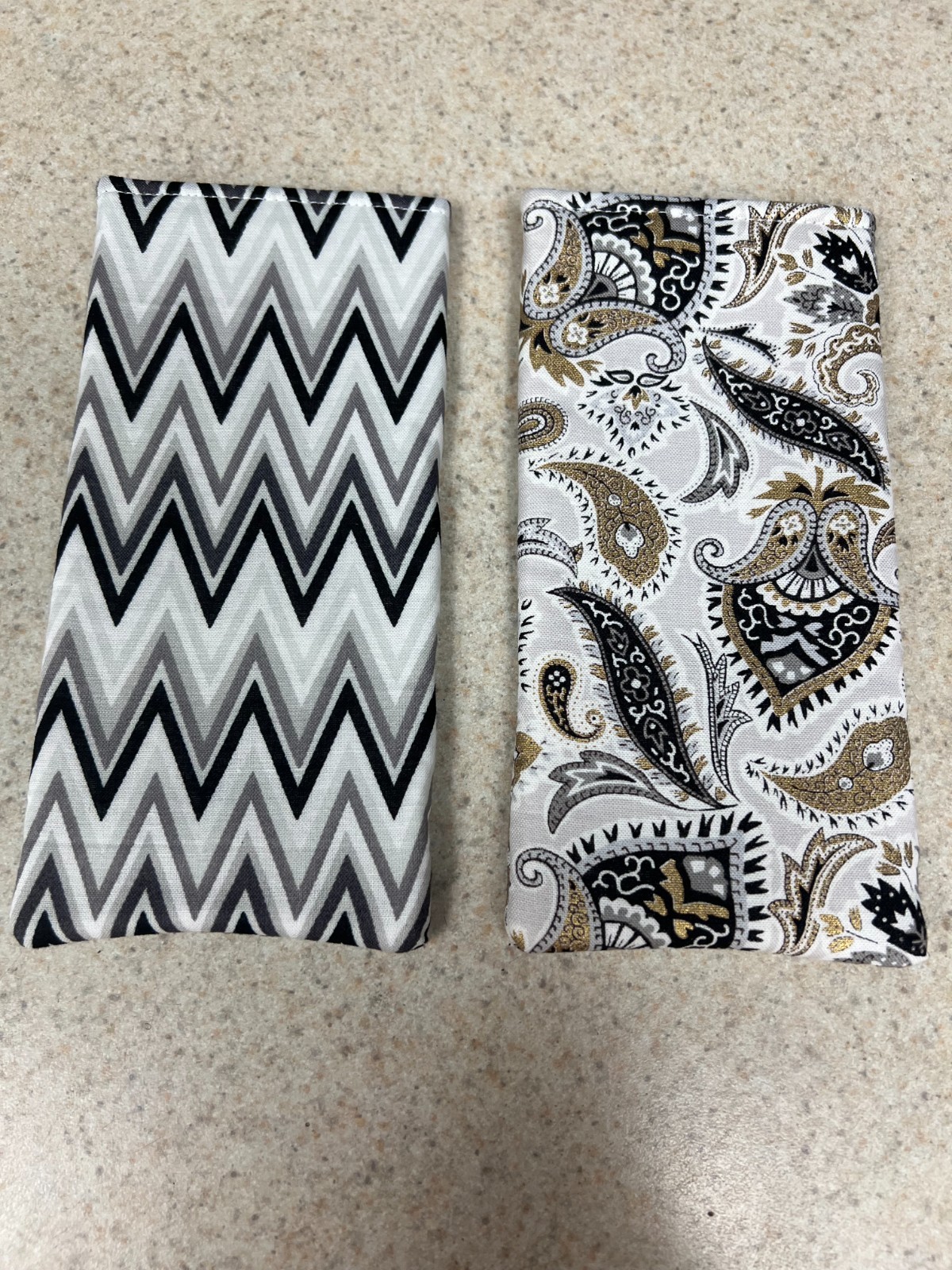 Sunglass / Eyeglass Fabric Cases - Gold & Silver Paisley & Chevron Stripe - New