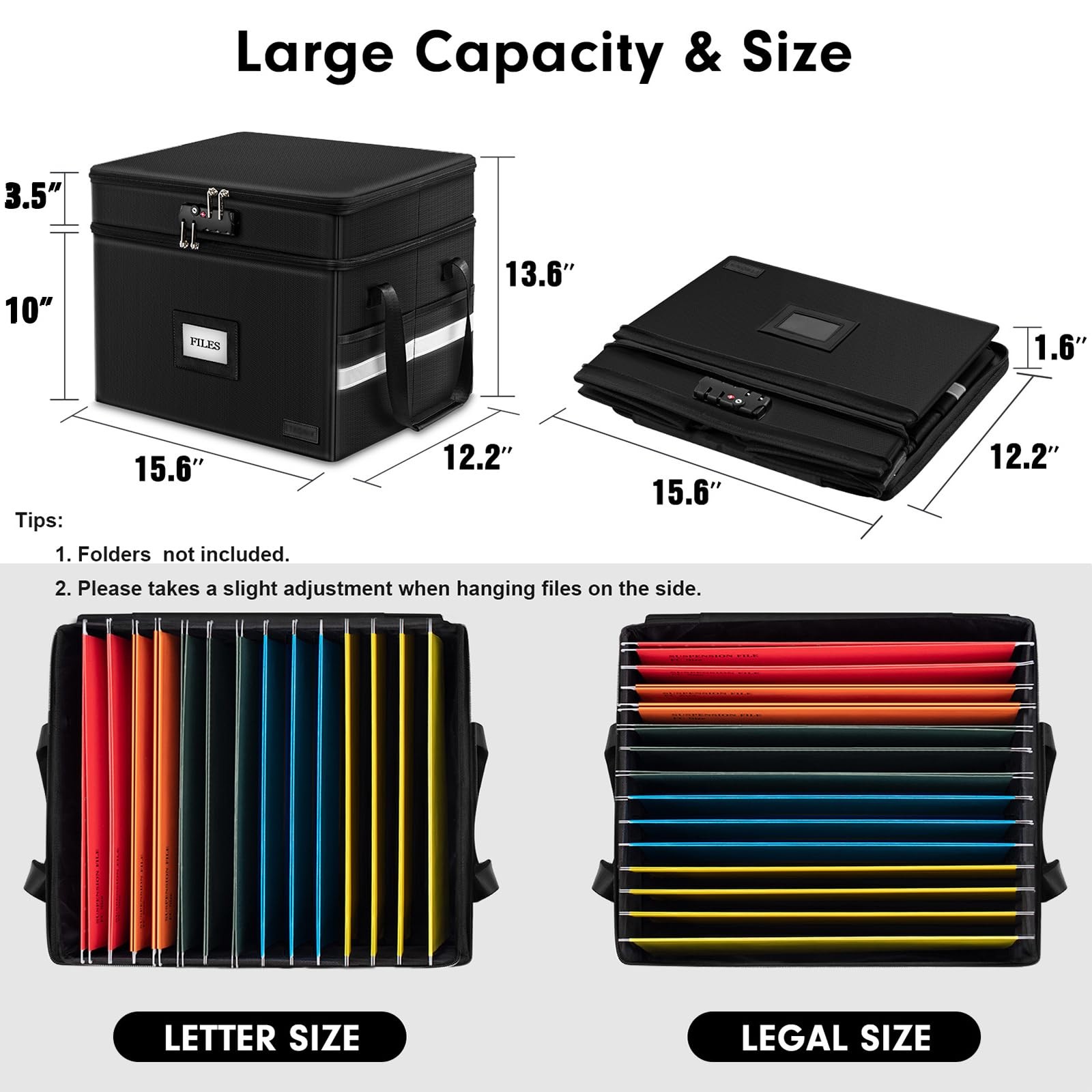 Etronik Fireproof File Organizer Lock 2 Layer Fireproof Document 5 Tab Inserts