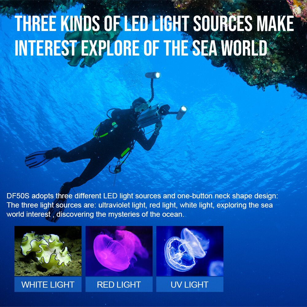 Trustfire 6500LM W/R/UV TypeC Rechargeable led Diving Light LED Scuba Flashlight