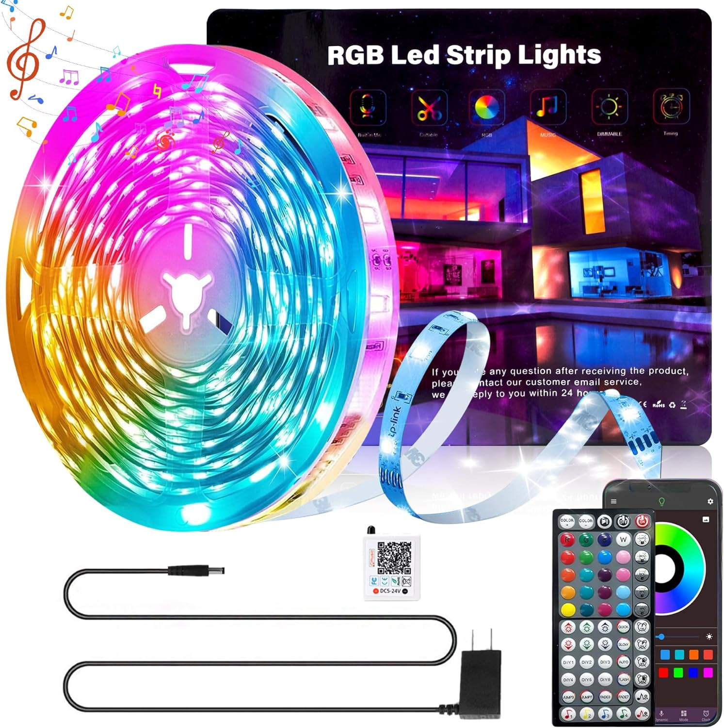 Tiras LED Luces Decoracion RGB Para Cuarto Habitacion Kit Sala 100 Pies Nuevo