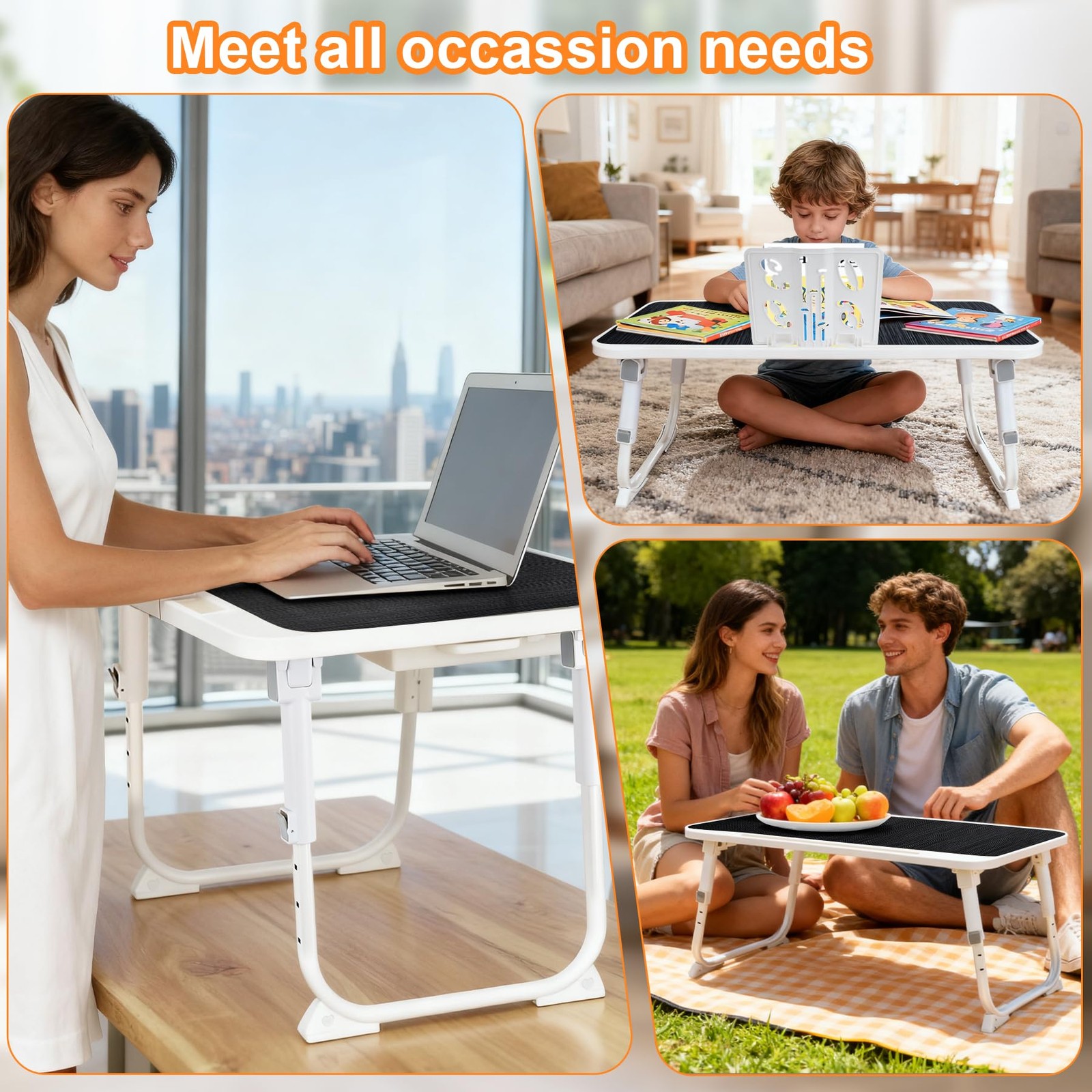 Laptop Desk for Bed, Adjustable Height Laptop Bed Table, Foldable Lap Desk wi...