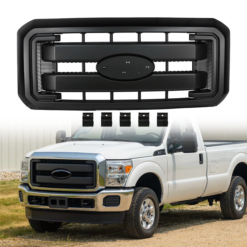 For Ford F250 F350 F450 F550 Super Duty 2011-2016 Front Upper Grille Matte Black
