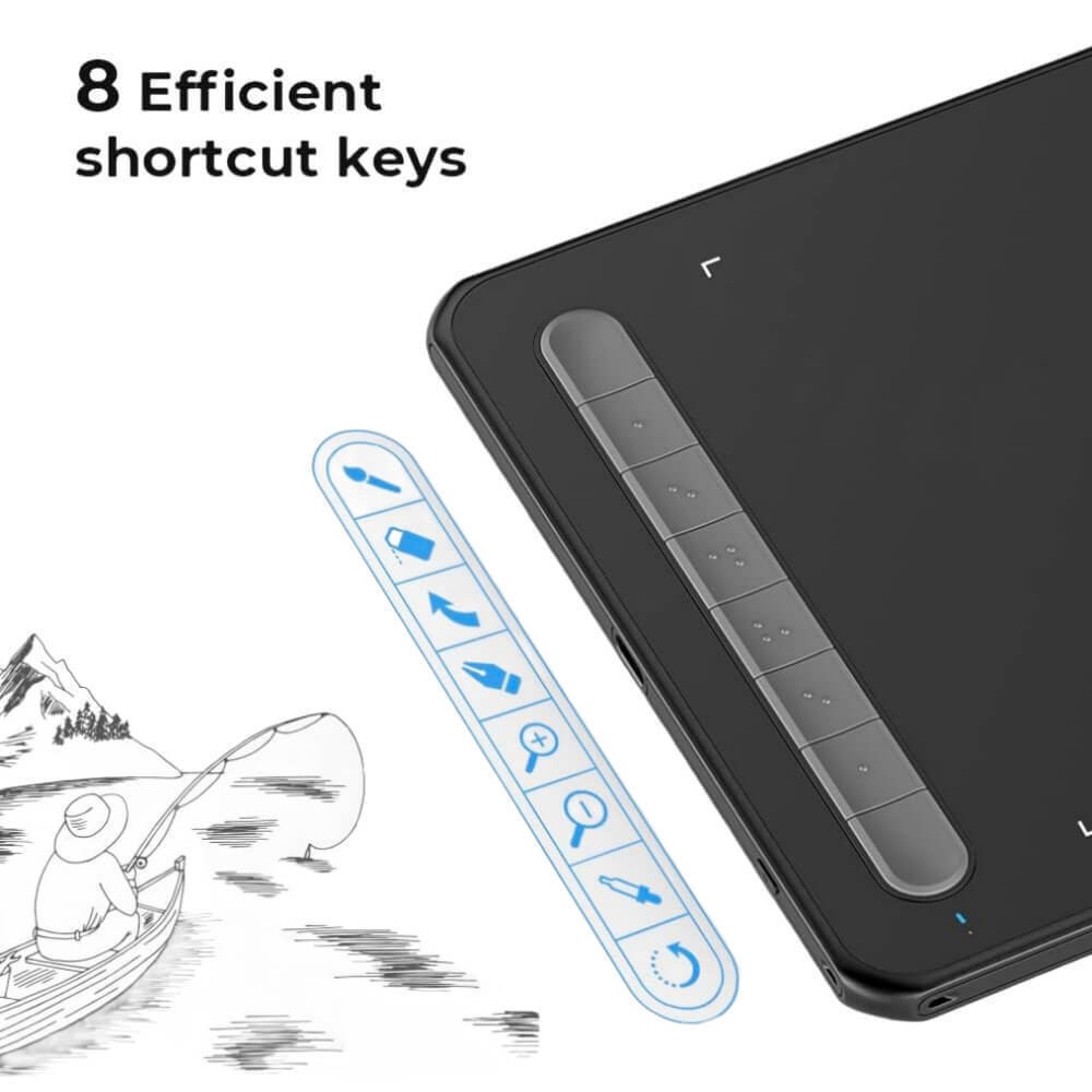 XPPen Deco MW 8x5" Bluetooth Drawing Tablet X3 Stylus 8 Keys for Win/Mac/Android