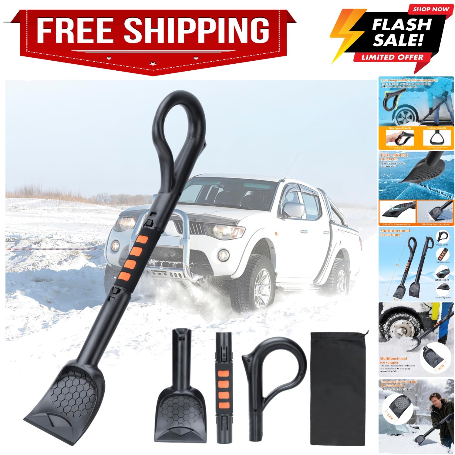 25.8'' Larger Ice Scrapers for Car Windshield | Dang Near Indestructible Ice ...