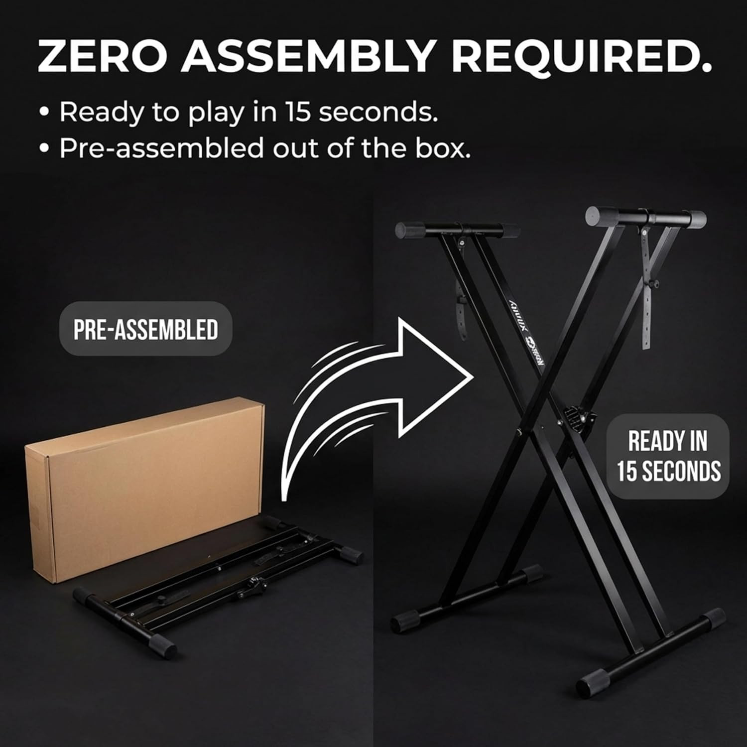 Xfinity Heavy-Duty, Double-X, Pre-Assembled, Infinitely Adjustable Piano Keyboar