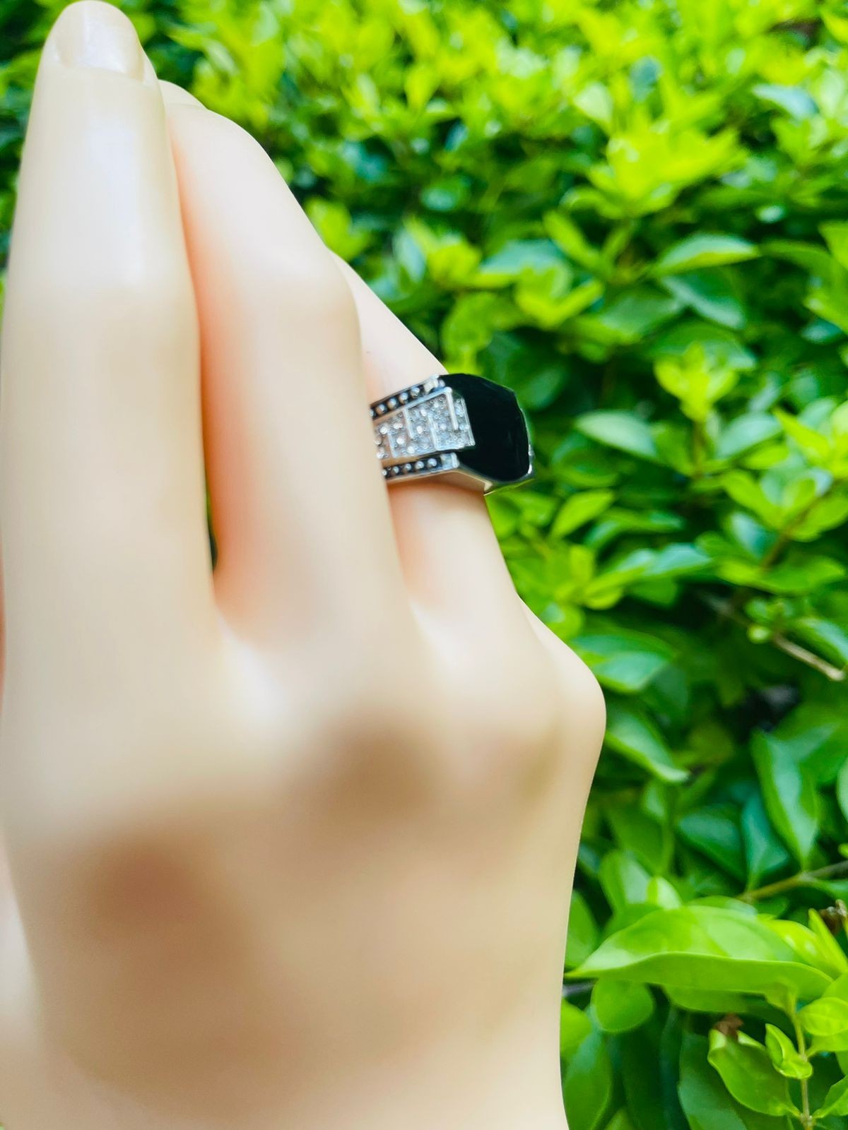 Classic black stone ring/yu47