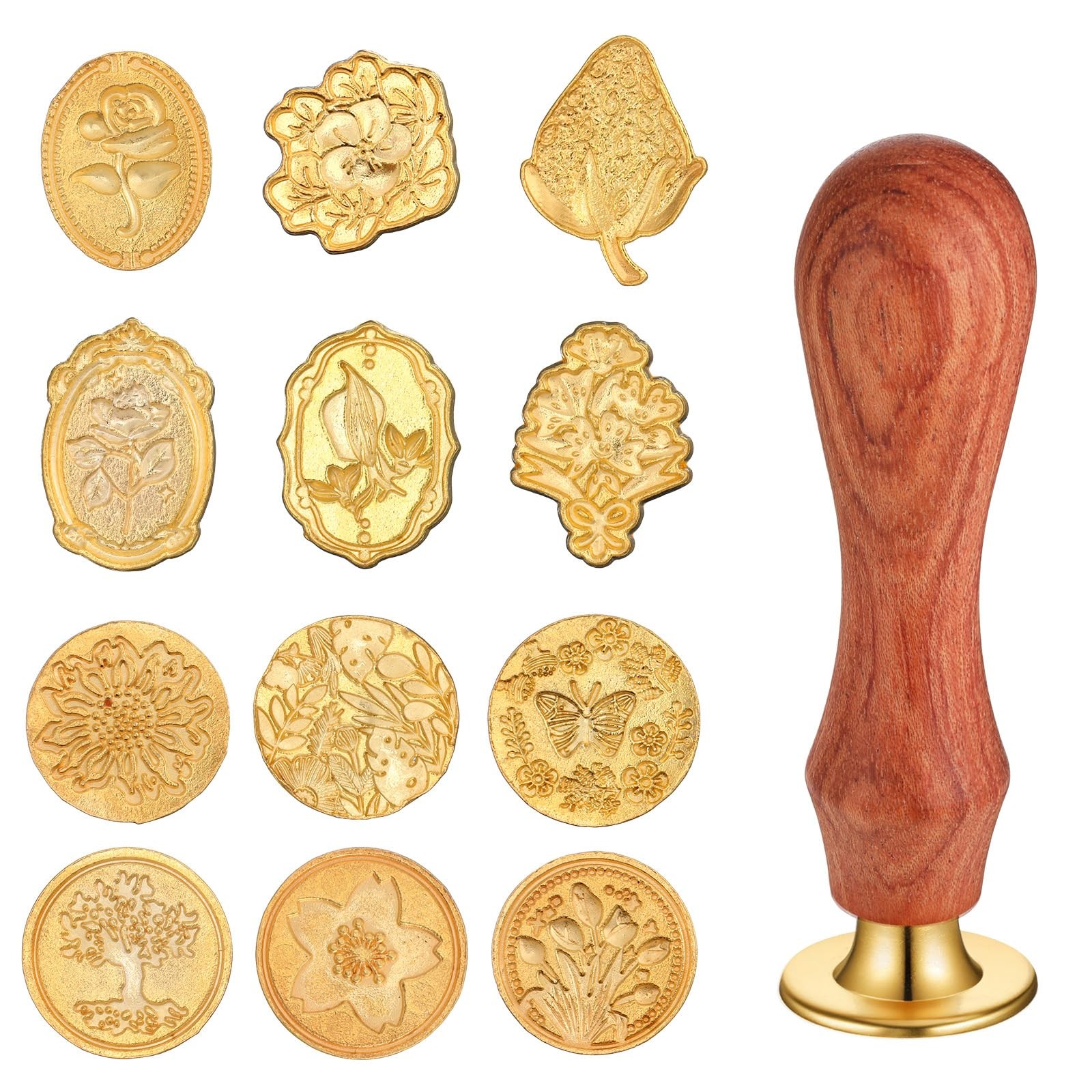 JJUNW 12 Pcs Wax Seal Stamp Set, 12pcs Sealing Heads with Wooden...