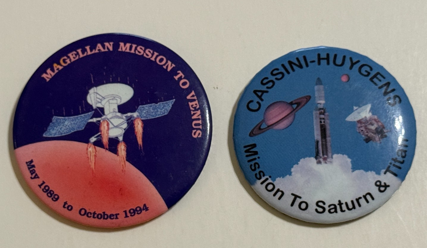 NASA JPL Magellan Mission to Venus and Cassini-Huygens Probes Pinback Button