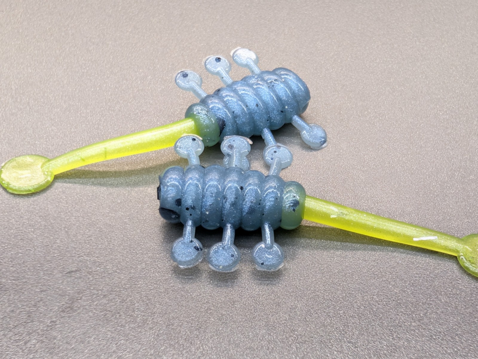 (20) 2" Crappie Glider Blue Steel / Chart Cream Soft Plastic Baits Panfish Jigs