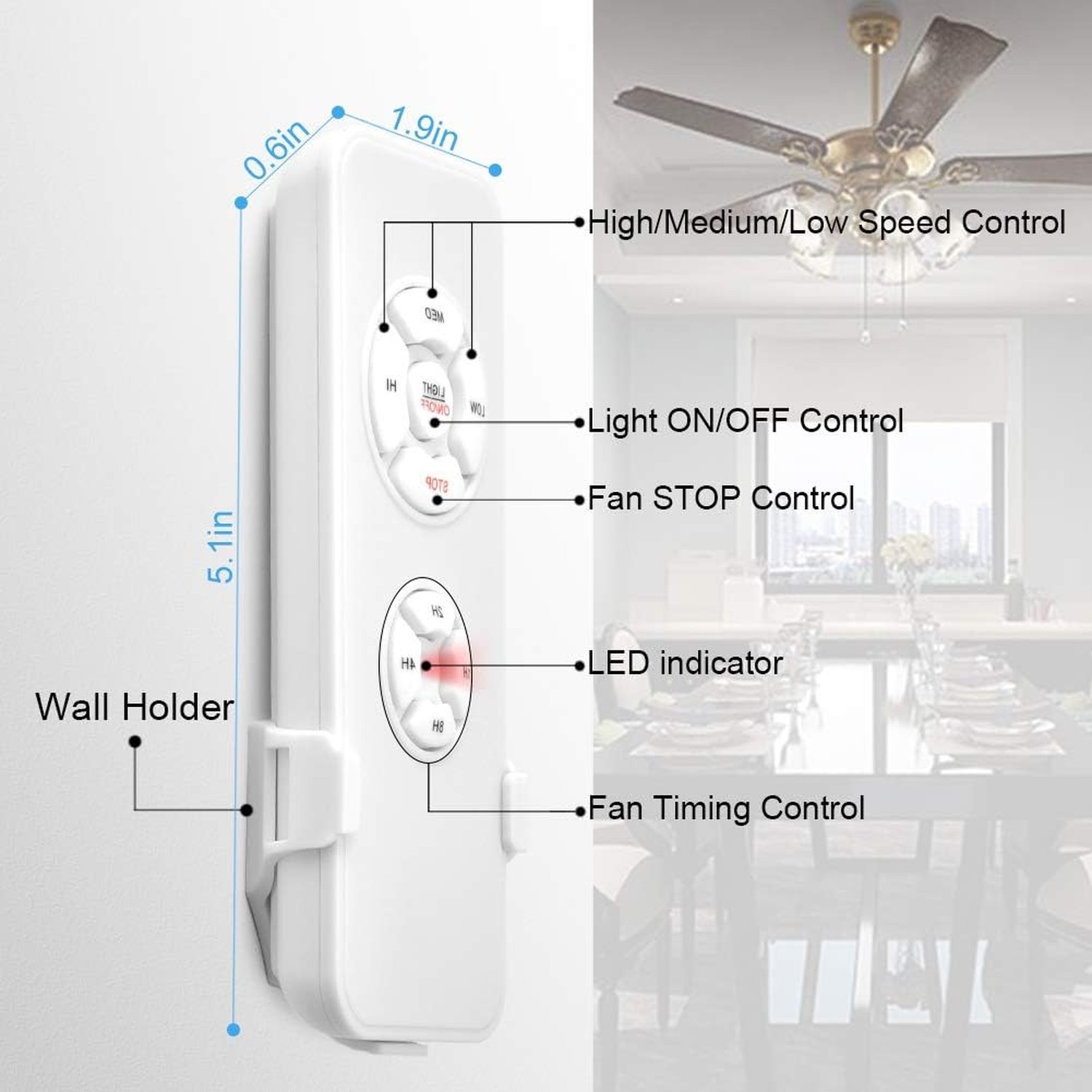 Ceiling Fan Remote Control Kit, Timing Wireless Remote Control