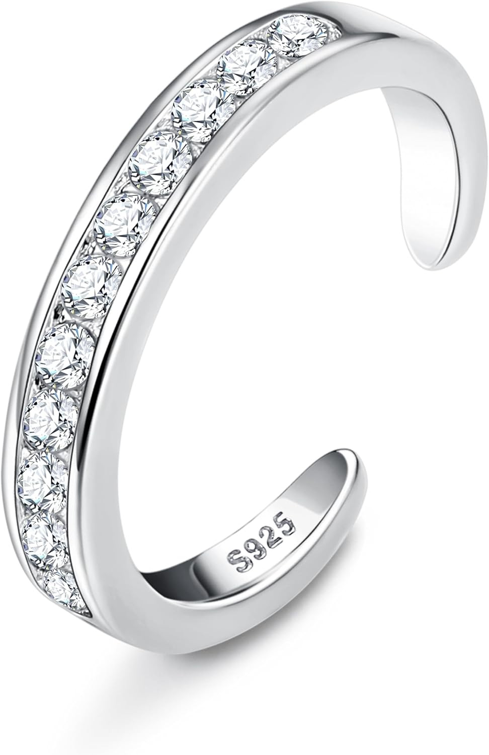 925 Sterling Silver Toe Rings for Women 18K White Gold Plated Arrow Heart Infini
