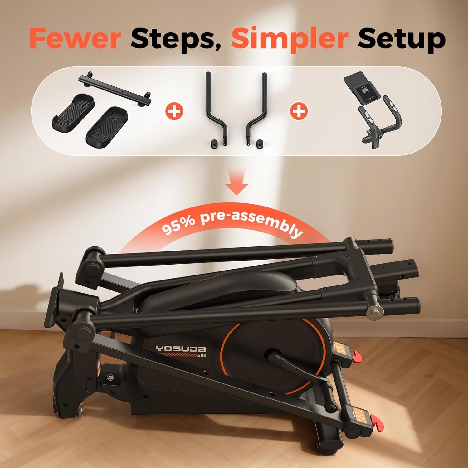 Elliptical Machine Elliptical Exercise Machine with 16-Level Resistance For Home